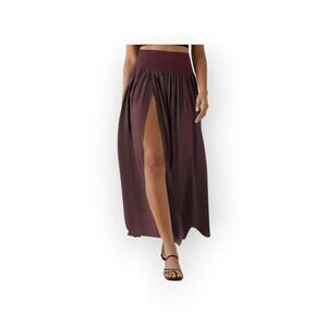 Halara Breezeful Split Maxi Skirt Built in Shorts Wine Plum XL Minimalist Chic
